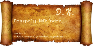 Doszpoly Nándor névjegykártya